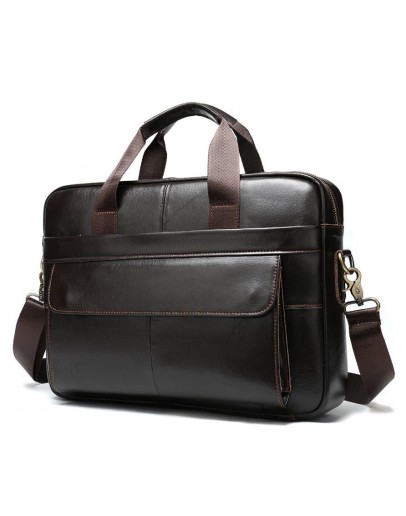 Фотография Темно-коричневая кожаная сумка деловая Vintage 14750