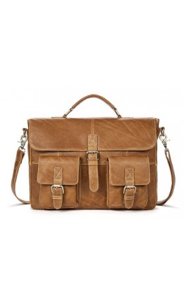 Светло-коричневая кожаная вместительная сумка Vintage 14753