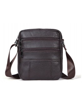 Кожаная коричневая мужская сумка небольшая Vintage 14759
