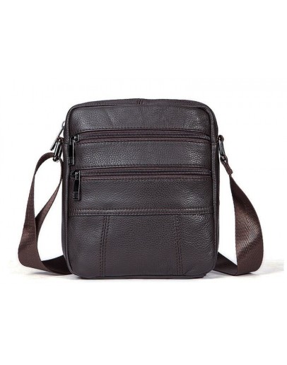 Фотография Кожаная коричневая мужская сумка небольшая Vintage 14759