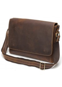 Коричневая кожаная винтажная сумка на плечо Vintage 14780