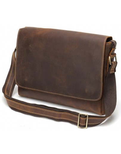 Фотография Коричневая кожаная винтажная сумка на плечо Vintage 14780