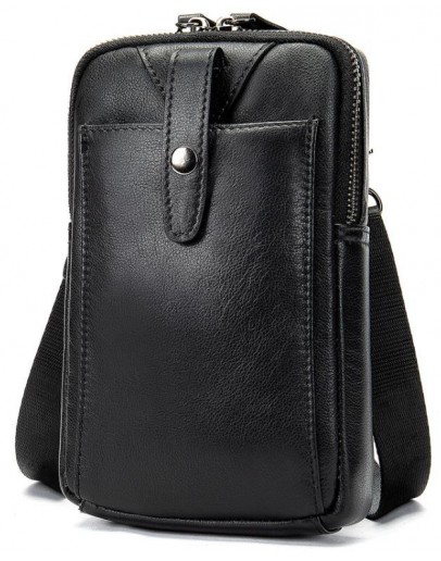 Фотография Мужская компактная кожаная черная сумка Vintage 14811