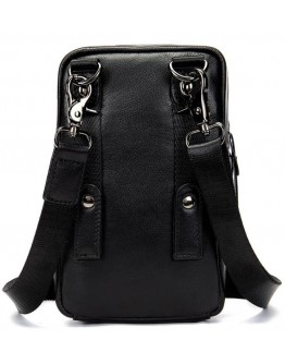 Мужская компактная кожаная черная сумка Vintage 14811