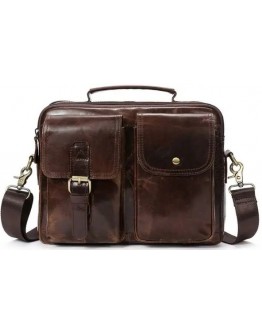 Коричневая мужская кожаная сумка - барсетка Vintage 14820
