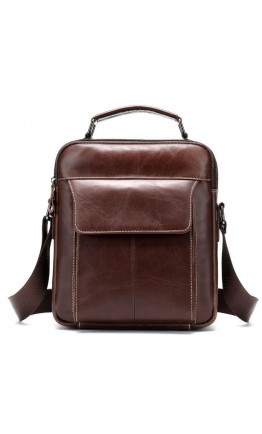 Коричневая кожаная сумка - барсетка Vintage 14835