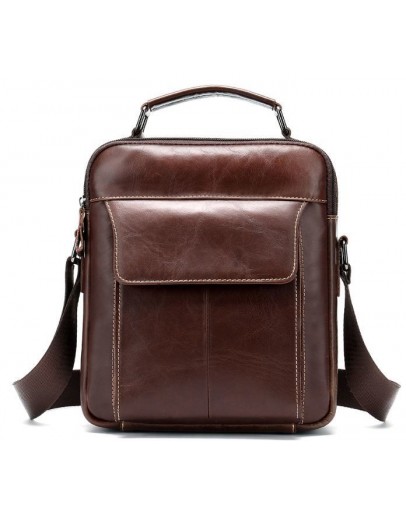 Фотография Коричневая кожаная сумка - барсетка Vintage 14835