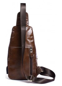 Мужская кожаная коричневая сумка - слинг Vintage 14839