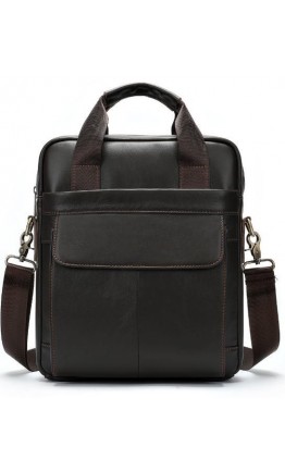Серо-коричневая сумка кожаная формата А4 Vintage 14876