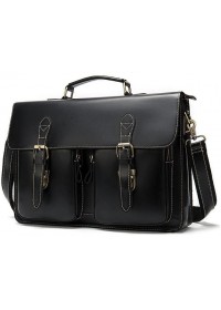 Черный мужской кожаный портфель Vintage 14878