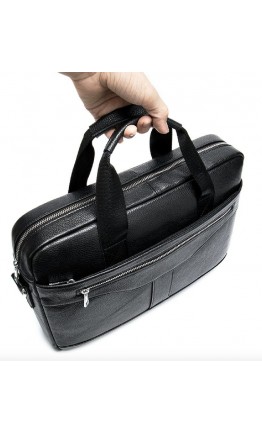 Черная деловая сумка из зернистой натуральной кожи Vintage 14886