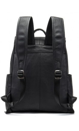Черный мужской кожаный удобный рюкзак 14891