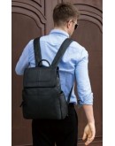 Фотография Черный мужской кожаный удобный рюкзак 14891