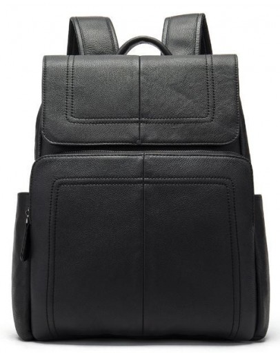 Фотография Черный мужской кожаный удобный рюкзак 14891