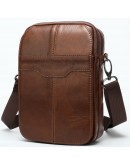 Фотография Мужская компактная кожаная коричневая сумка Vintage 14898