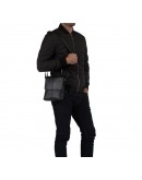 Фотография Повседневная черная сумка мужская на плечо 1506-1