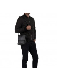 Повседневная черная сумка мужская на плечо 1506-1