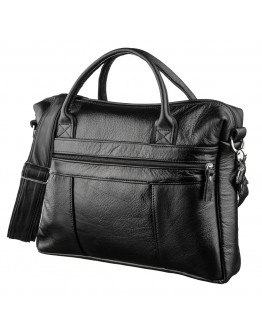 Черная мужская сумка из мягкой натуральной кожи SHVIGEL 15306