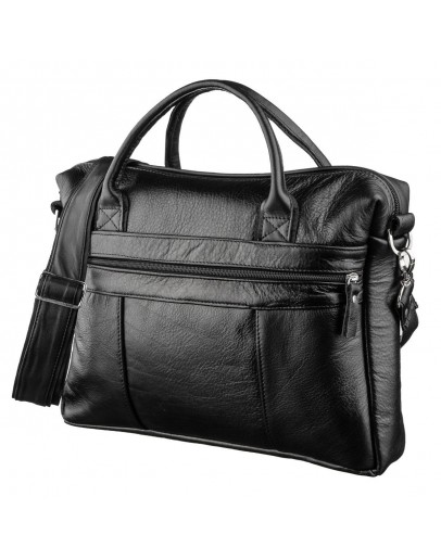 Фотография Черная мужская сумка из мягкой натуральной кожи SHVIGEL 15306
