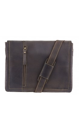 Большая коричневая винтажная сумка на плечо Visconti 16072 Foster (L) (Oil Brown)