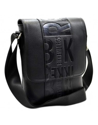 Фотография Кожаная черная мужская сумка на плечо DESISAN 1612-01
