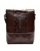 Фотография Кожаная коричневая мужская сумка на плечо DESISAN 1612-019