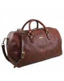Фотография Дорожная коричневая кожаная фирменная сумка-даффл Tuscany Leather Lisbona TL141657