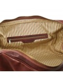 Фотография Дорожная темно - коричневая кожаная фирменная сумка-даффл Tuscany Leather Lisbona TL141657 bbrown