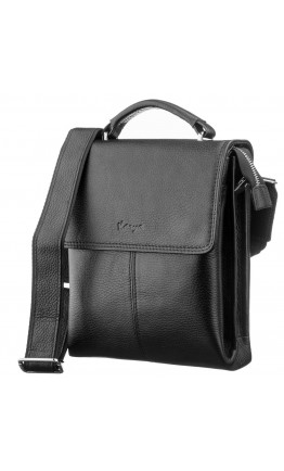 Мужская кожаная черная сумка - барсетка KARYA 17223