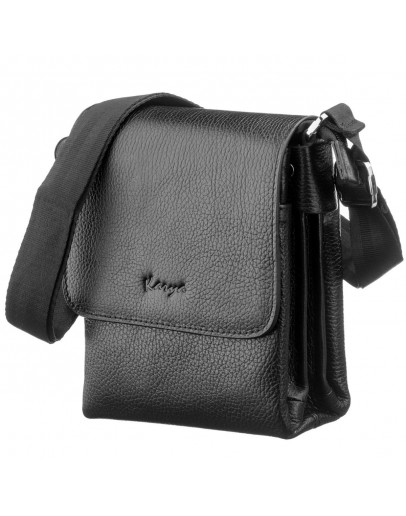 Фотография Мужская черная маленькая кожаная сумка KARYA 17226