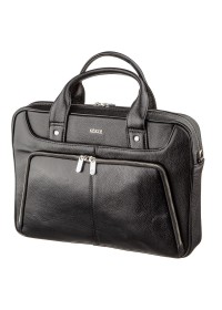 Черная мужская деловая кожаная фирменная сумка KARYA 17285