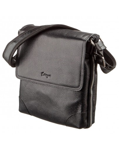 Фотография Черная кожаная мужская сумка на плечо KARYA 17286