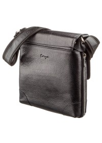 Черная кожаная мужская сумка на плечо KARYA 17286
