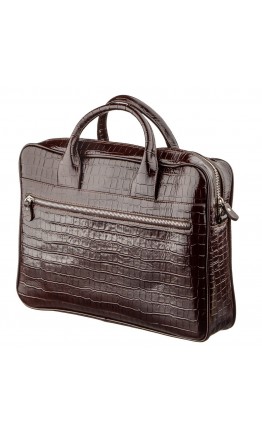 Коричневая фирменная деловая кожаная сумка KARYA 17363