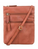 Фотография Рыжая кожаная сумка на плечо 18606 Slim Bag (Brown)