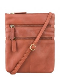 Рыжая кожаная сумка на плечо 18606 Slim Bag (Brown)