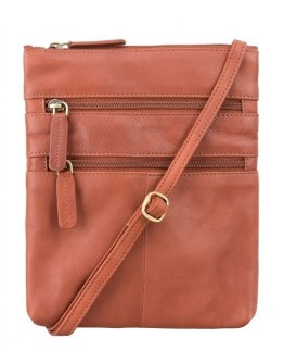Рыжая кожаная сумка на плечо 18606 Slim Bag (Brown)
