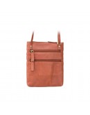 Фотография Рыжая кожаная сумка на плечо 18606 Slim Bag (Brown)