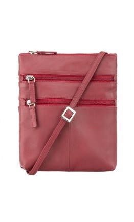 Красная женская кожаная сумка Visconti 18606 Slim Bag (Red)