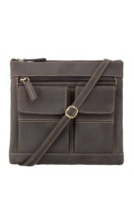 Темно-коричневая сумка на плечо Visconti 18608 Slim Bag (Oil Brown)