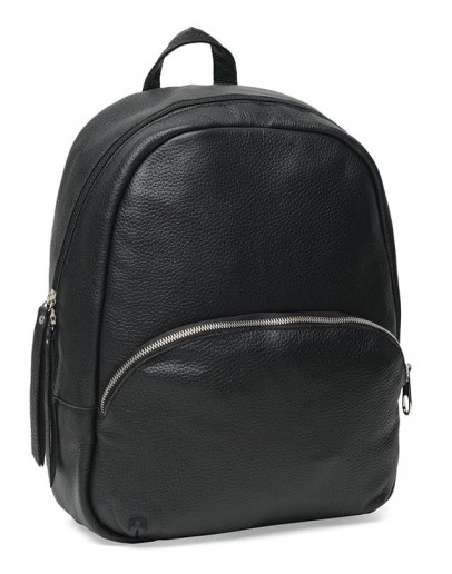 Фотография Женский черный кожаный рюкзак Ricco Grande 1l658-black