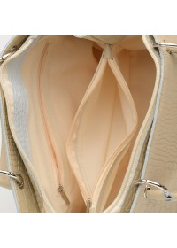 Кожаная женская бежевая сумка c тиснением Ricco Grande 1l797rep-beige