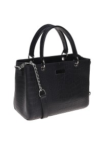 Кожаная женская черная сумка с тиснением Ricco Grande 1l797rep-black