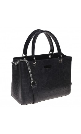 Кожаная женская черная сумка с тиснением Ricco Grande 1l797rep-black