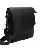 Фотография Мужская черная кожаная сумка на плечо Borsa Leather 1t8871-black
