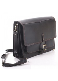 Вместительная кожаная черная сумка на плечо Manufatto 2-pochtaljon