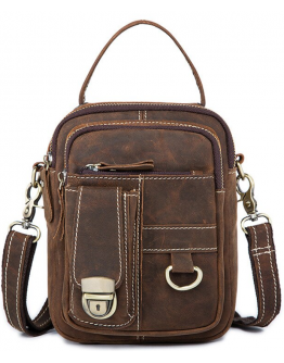 Мужская коричнева барсетка - сумка на плечо Vintage 20006