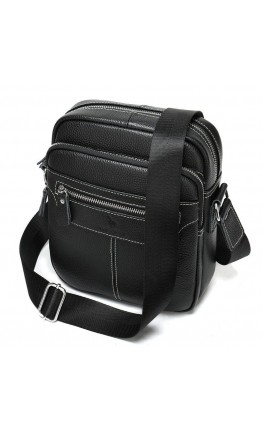 Кожаная черная мужская сумка на плечо Vintage 20018