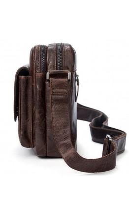 Кожаная коричневая удобная мужская сумка Vintage 20026