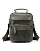 Фотография Мужская серая кожаная сумка - барсетка Vintage 20028